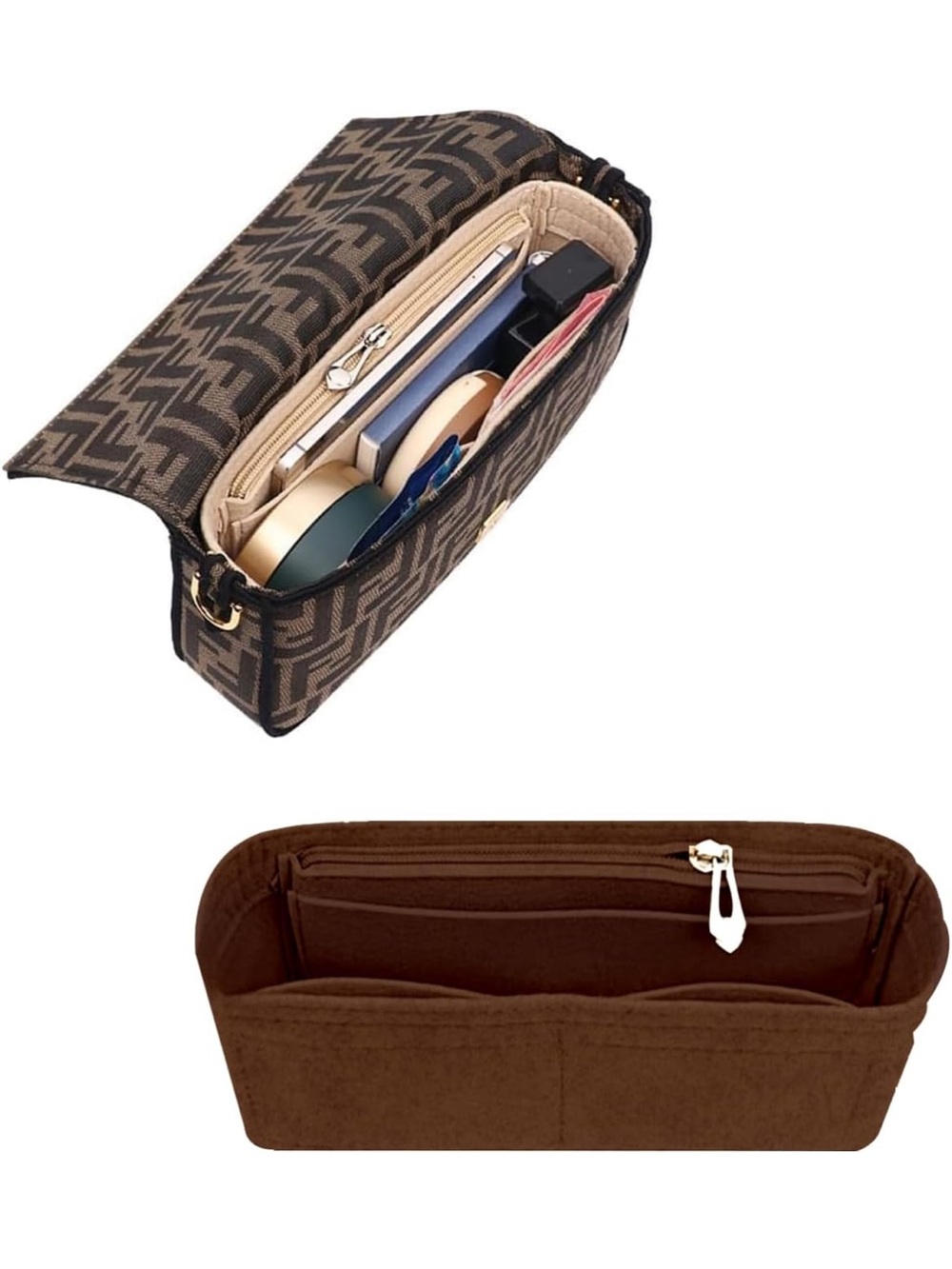 Chispee Felt Purse Organizer Insert (Medium, Coffee)620/bb9-1;v - Picture 1 of 10